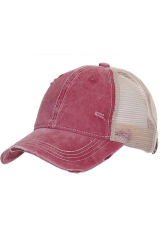 C.C Brand Mesh Back Ponytail Baseball Cap
