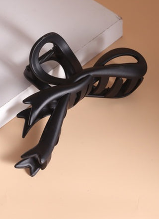 Ribbon bow matte finish hair claw clips