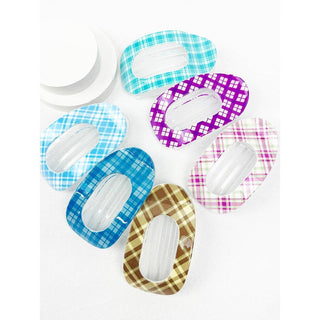 Checkered Print Flat Hair Claw