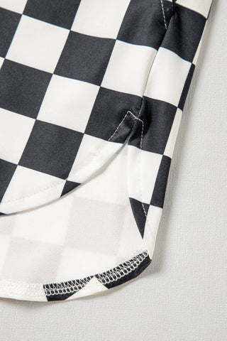 Checkered Print High Waist Casual Shorts