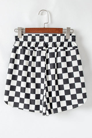 Checkered Print High Waist Casual Shorts