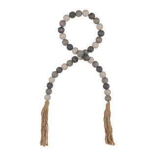 Washed Gray Beaded Garland w/Tassel