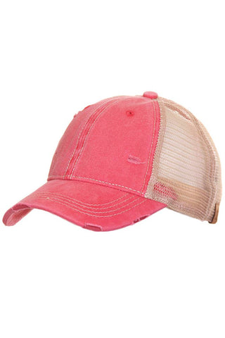 C.C Brand Mesh Back Ponytail Baseball Cap