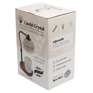 Candle Warmer Lamp - Crystal Glass & Wood Base - Black