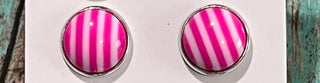 Pink Stripe Stud Earrings