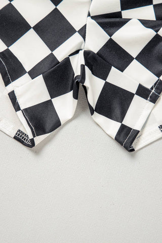 Checkered Print High Waist Casual Shorts