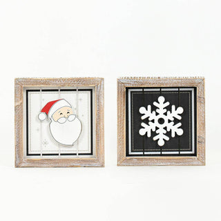 6x6 framed sign SANTA SNOWFLAKE Christmas Decor