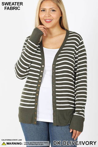 Olive Long sleeve Snap button Cardigan