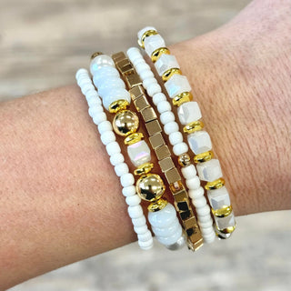 White and Gold Neutral Bracelet