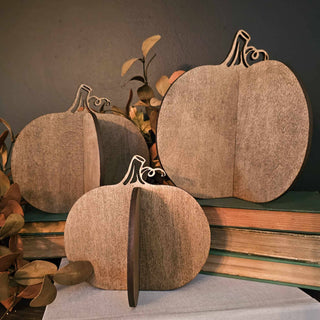 3D Pumpkin Fall Decor Table Filler Halloween Decor | Walnut Stain