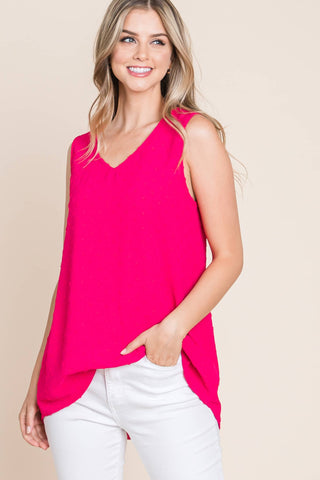 Fuchsia Relaxed Dot Texture Tank Top