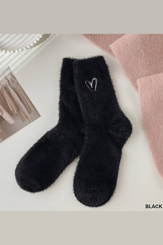 HEART EMBROIDERY WARM COMFY SOCKS