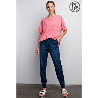 SLUB MINERAL WASHED SHORT SLEEVES WITH POCKET