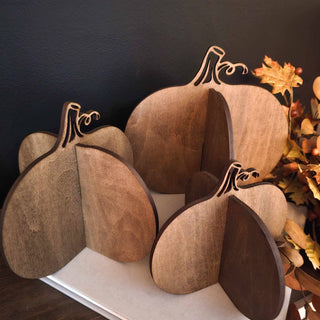 3D Pumpkin Fall Decor Table Filler Halloween Decor | Walnut Stain