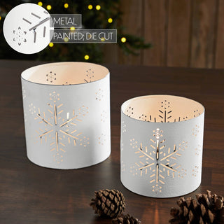 Votive Candle Holder Snowflake Antique White