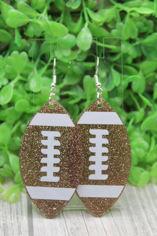 Glitter Football Dangle Earrings