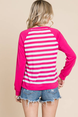 Striped and Solid Relaxed Casual Top