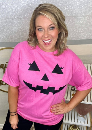 Pink Eyelash Pumpkin Graphic Tee