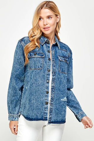 Long Sleeve Ladies Denim Shirts