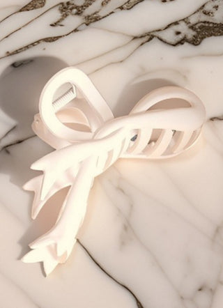 Ribbon bow matte finish hair claw clips