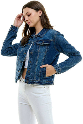 Cotton Blend Stretch  Ladies  Casual Denim Jacket