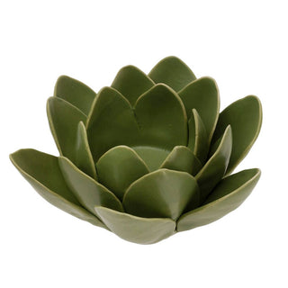 5.5" Dia Sage Lotus Stoneware Tealight Candle Holder