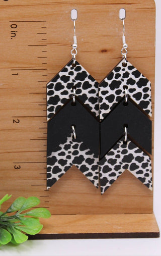 Cow & Black Arrows || Dangle Earrings