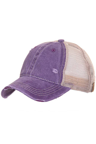 C.C Brand Mesh Back Ponytail Baseball Cap