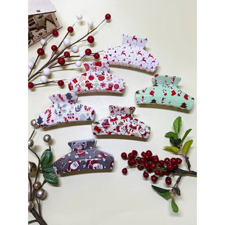 Christmas Print Hair Claw Clip