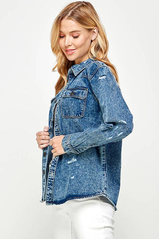 Long Sleeve Ladies Denim Shirts
