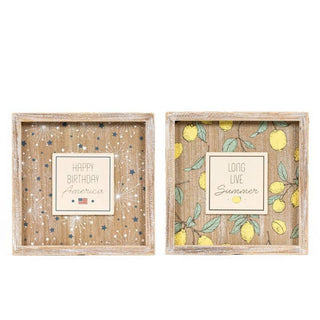 9x9 Reversible wood frame sign (BIRTHDAY/SUMMER)