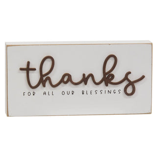 Thanks For All Our Blessings Block Sign