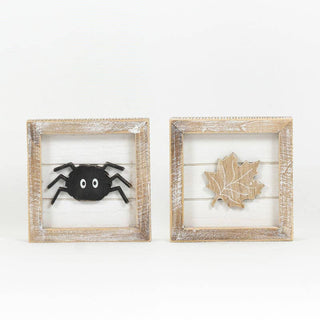 Reversible 5x5 sign (LEAF/SPIDER) HALLOWEEN / FALL Decor