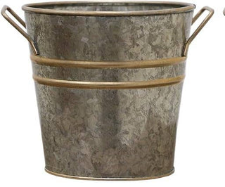 Metal Vase with Zinc Finish 5" Dia x 5" H