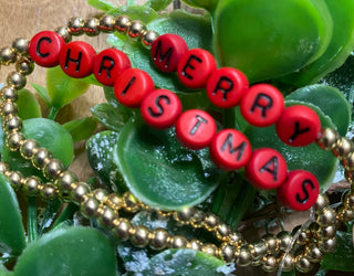 Red, Gold, Green Beaded Bracelets
