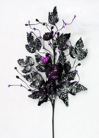 Purple and Black Spray w/Glittered Pumpkins