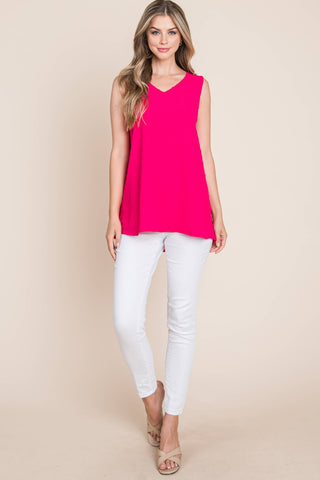 Fuchsia Relaxed Dot Texture Tank Top