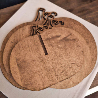 3D Pumpkin Fall Decor Table Filler Halloween Decor | Walnut Stain