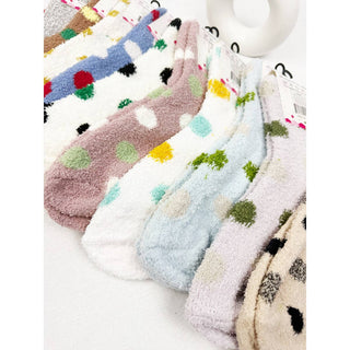 Polka Dot Fuzzy Socks