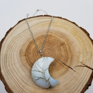 Moon Natural Stone Tree Necklace