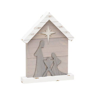 Gray Wash Christmas Nativity Scene