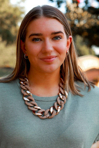 Tan and gold chain necklace