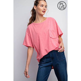 SLUB MINERAL WASHED SHORT SLEEVES WITH POCKET