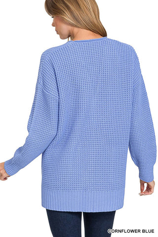 Low Gauge Waffle Open Cardigan Sweater