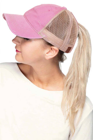 C.C Brand Mesh Back Ponytail Baseball Cap