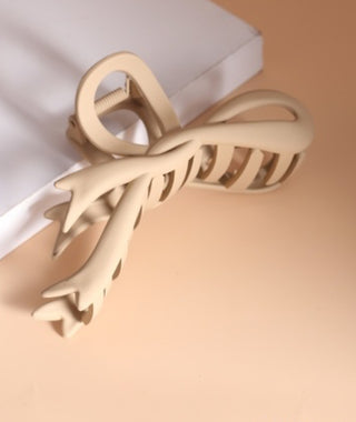 Ribbon bow matte finish hair claw clips