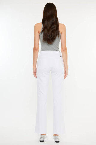 Kan Can High Rise Straight White Jeans