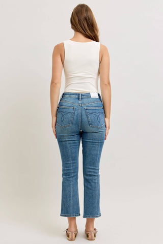 Judy Blue High Vintage Medium Wash Kick Flare, Inseam 27"