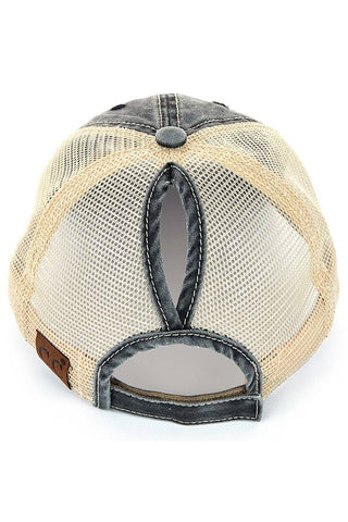 C.C Brand Mesh Back Ponytail Baseball Cap