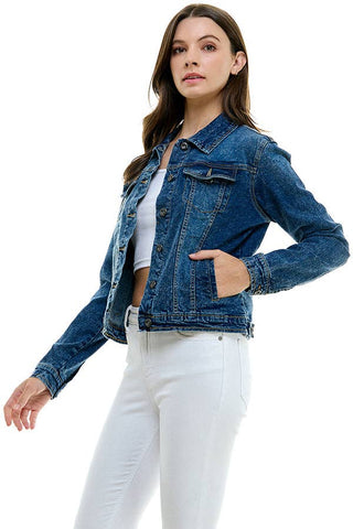 Cotton Blend Stretch  Ladies  Casual Denim Jacket